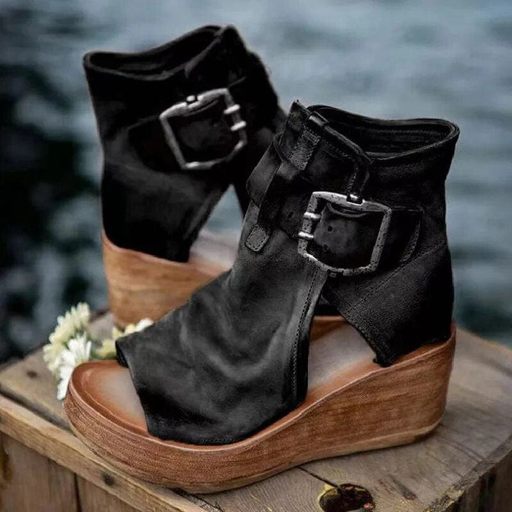 Marceline | Open Toe Buckle Wedge Sandals