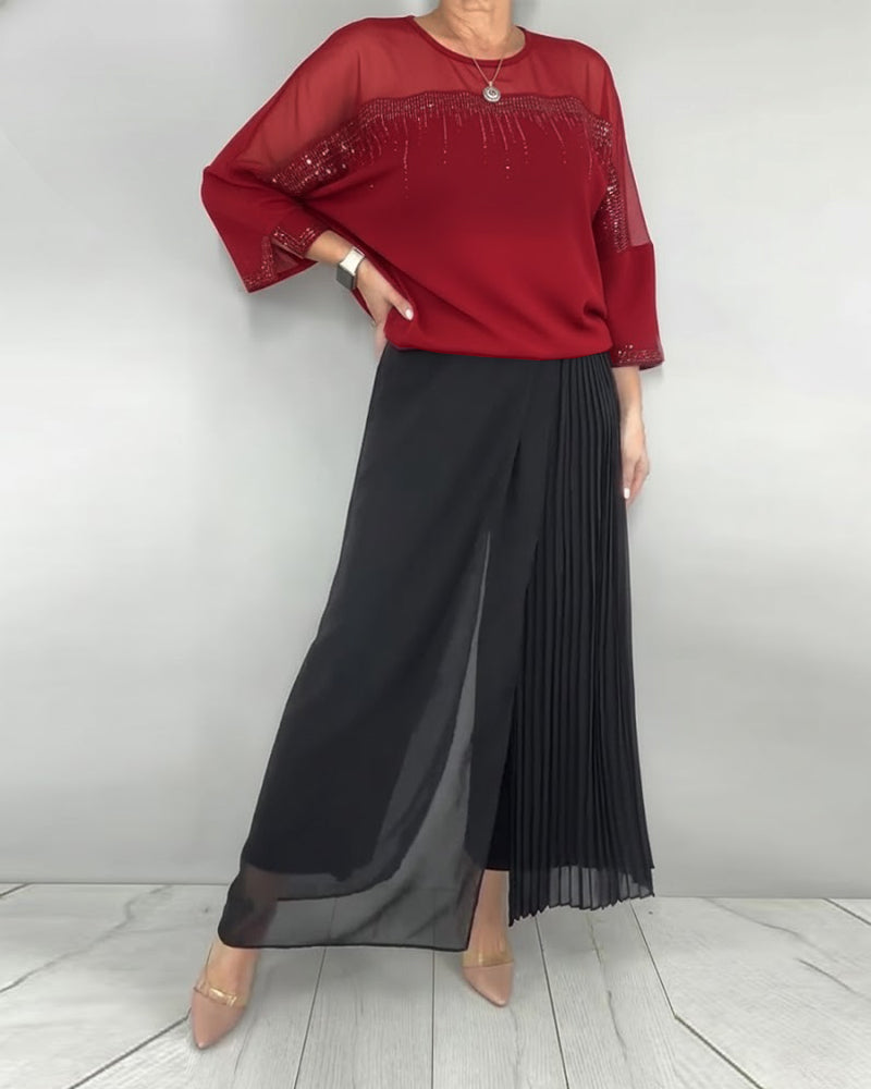 Mesh Split Loose Blouse