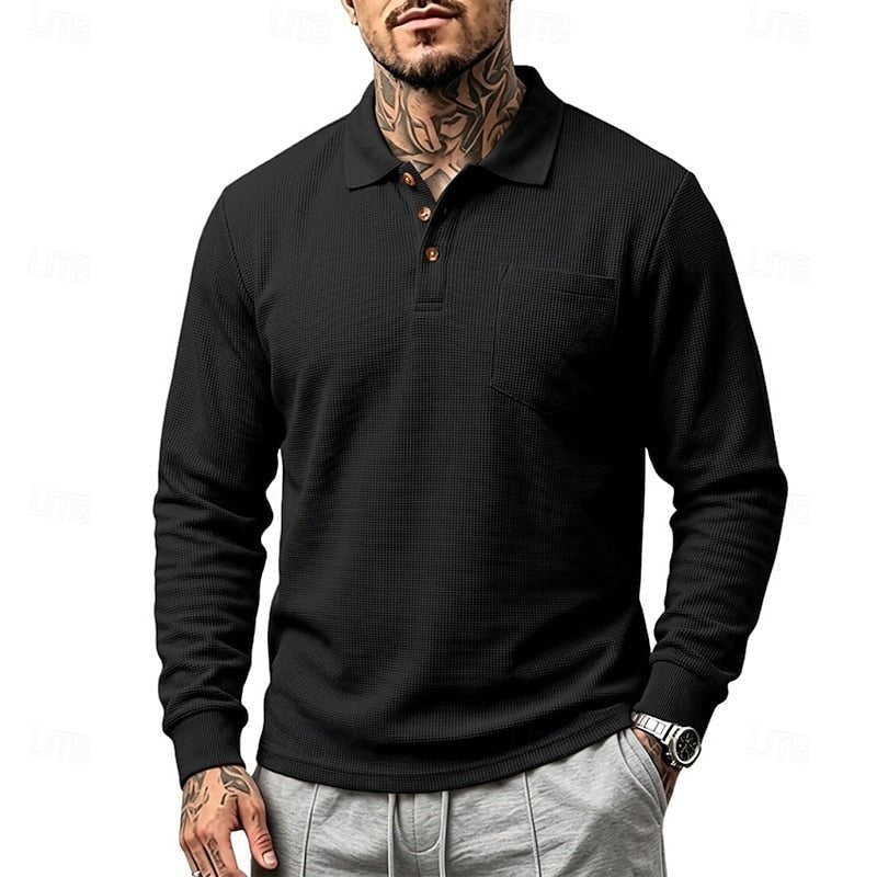 Jonah | Textured Long-Sleeve Polo Shirt