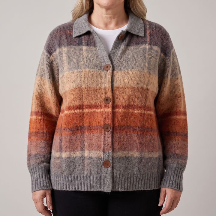 Melody | Relaxed Fit Checked Knit Cardigan