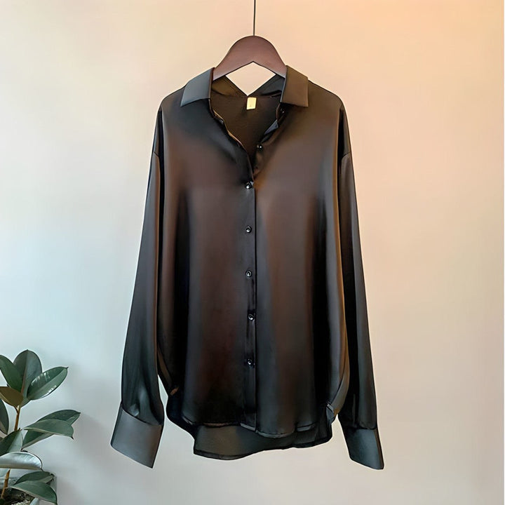 Nova | Elegant Satin Button-Up Silk Shirt