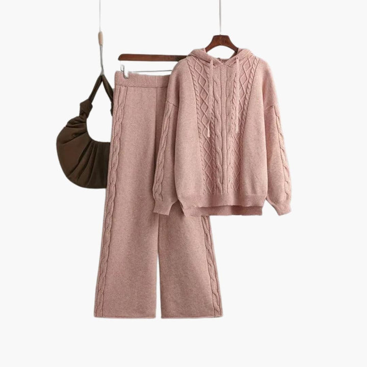 Natalie | Oversized Knit Hoodie & Wide-Leg Set