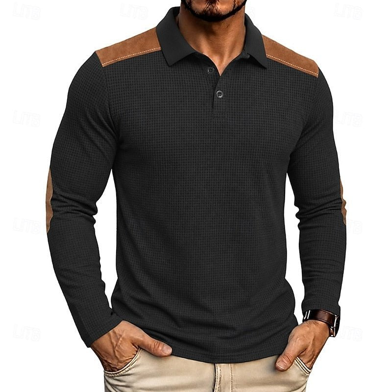 Henry | Refined Textured Long-Sleeve Polo Shirt