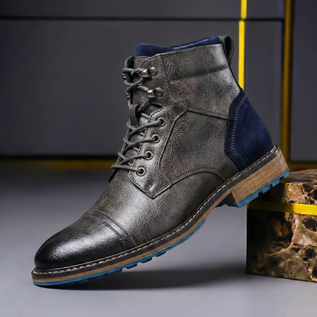 Eithan | Vintage Style Two-Tone Leather Boots