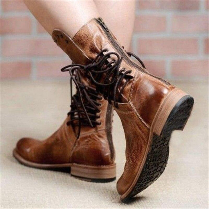 Marina | Western Studded Lace-Up Ankle Boots