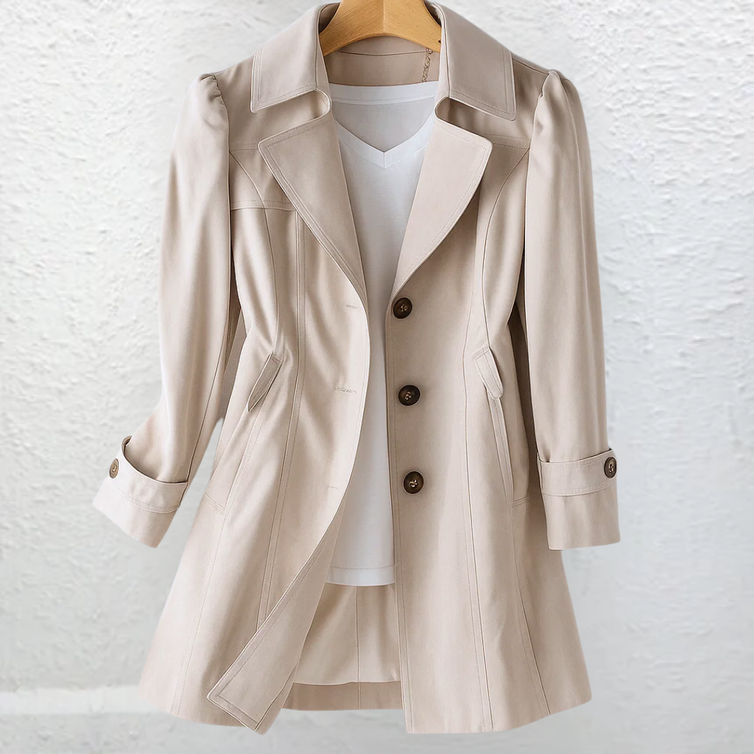 Mariel | Vintage Style Elegant Button-Front Trench Coat