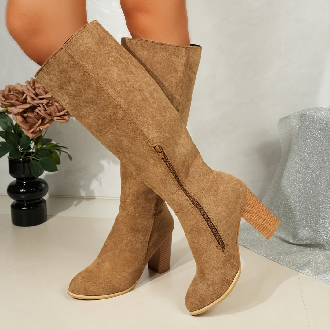 Juliet | Chic Wide-Calf Cowboy Boots With Stacked Heel