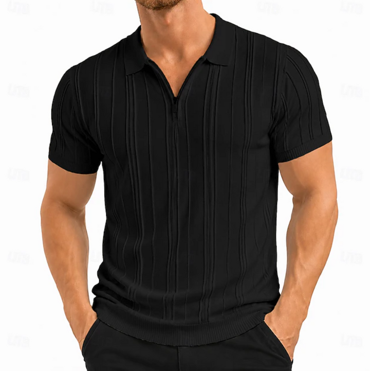 Ethan | Refined Textured Slim Fit Polo Shirt