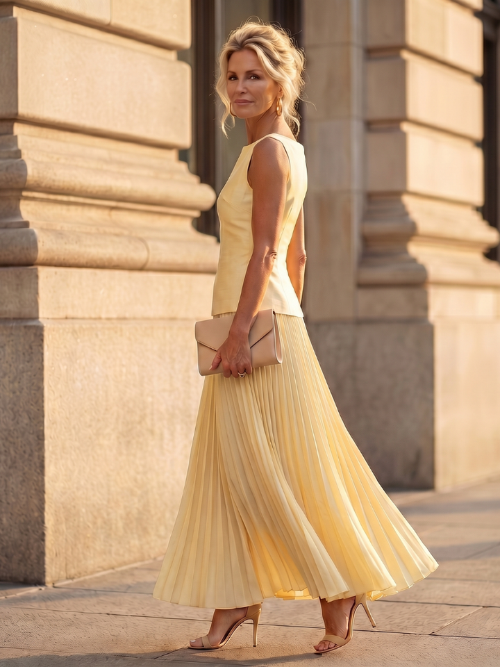 Angelina | Structured Bodice Pleated Skirt Set