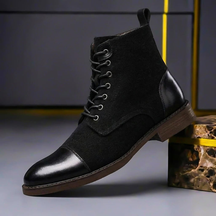 Enzo | Vintage Style Leather Wool Boots