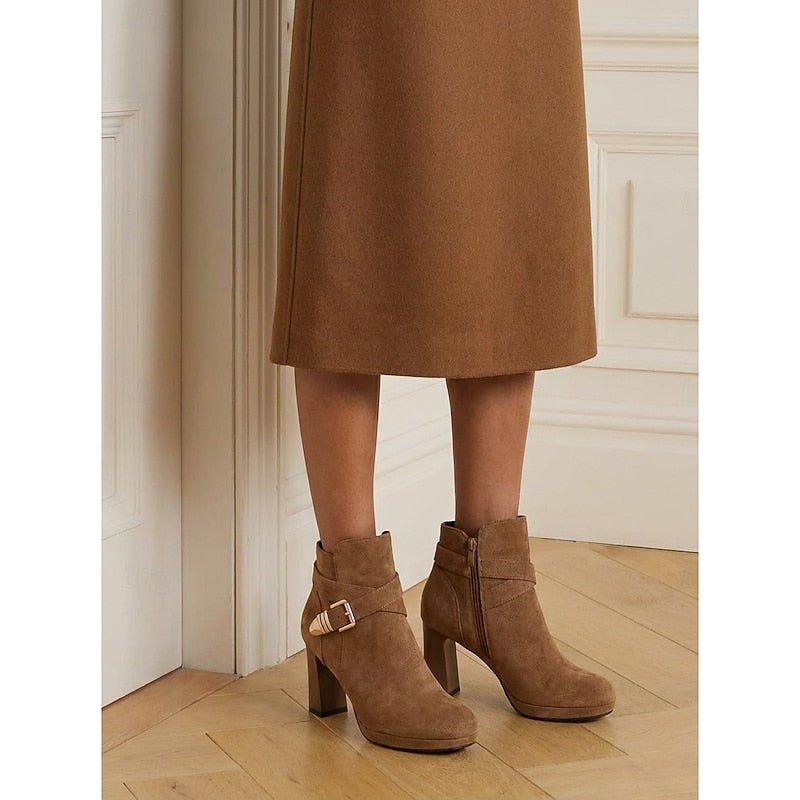 Nova | Buckle-Strap Block Heel Ankle Boots