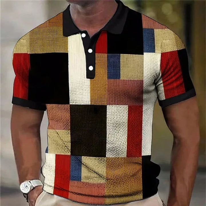 Arthur | Vibrant Plaid Pattern Polo Shirt