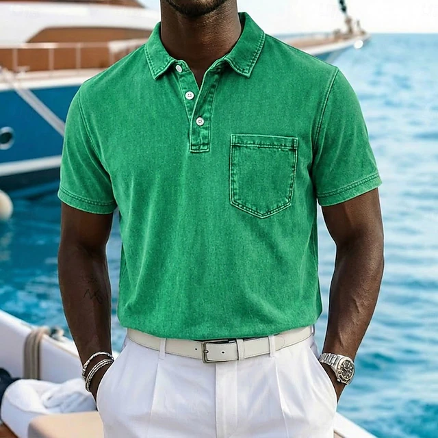 Lucas | Vintage-Washed Cotton Blend Polo Shirt