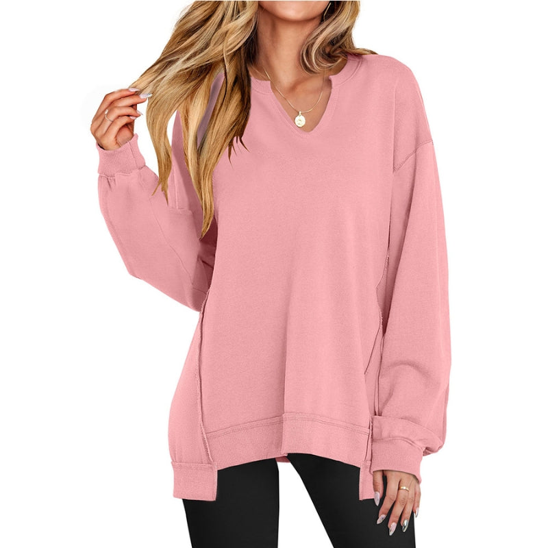 Valentina | Women's Oversized V-Neck Tunic Sweatshirt