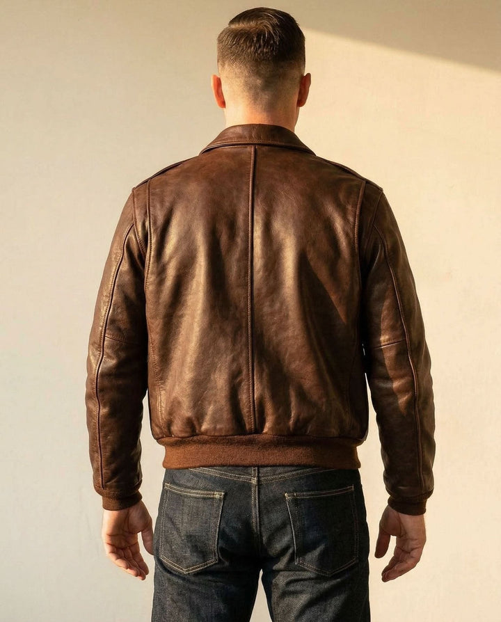 David | Classic Zip-Front Style Leather Jacket