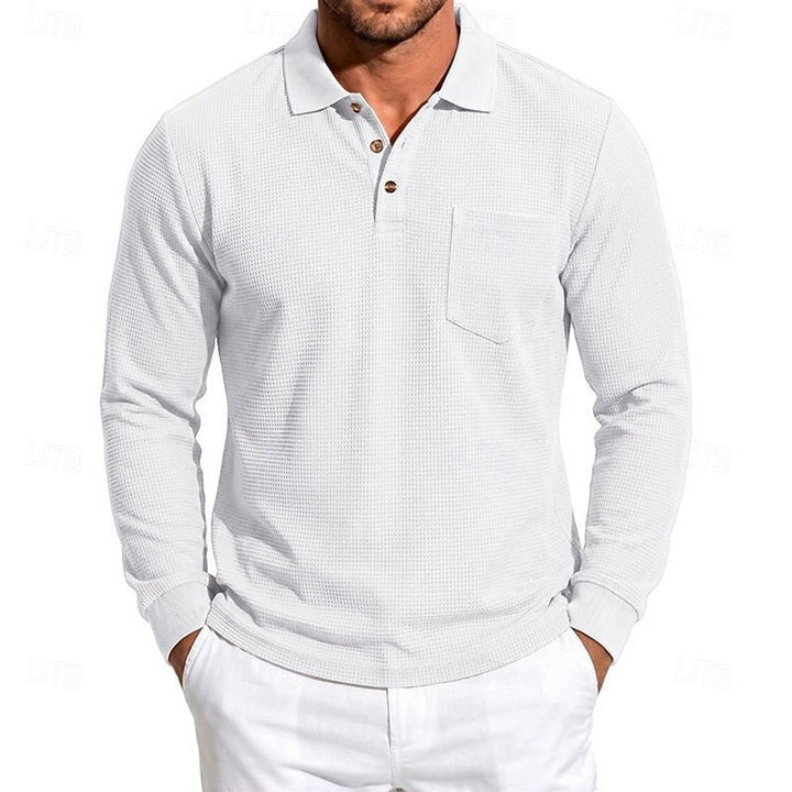Jonah | Textured Long-Sleeve Polo Shirt