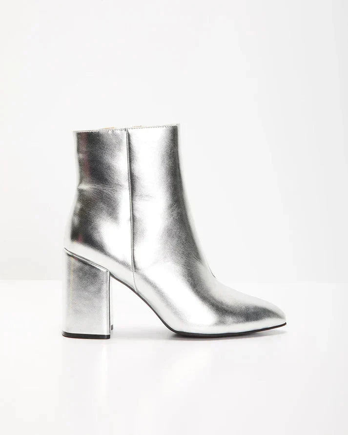 Davina | Metallic Ankle Boot with Block Heel