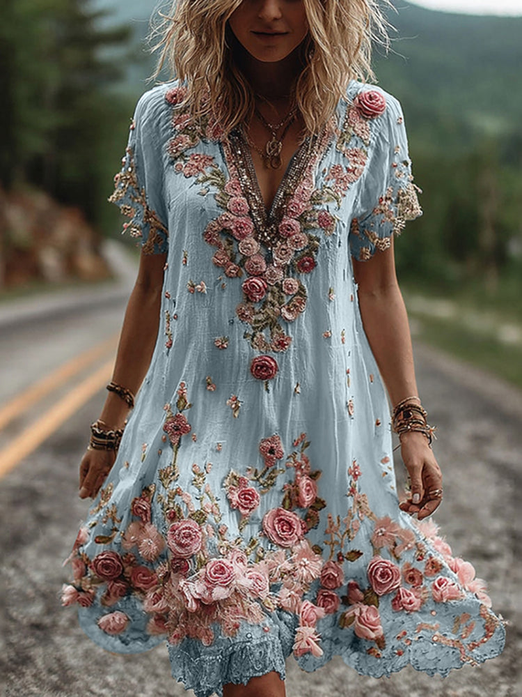 SYLVIANNE – VINTAGE SHORT-SLEEVE DRESS