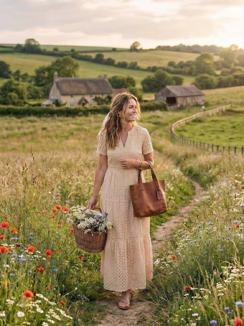 Keyla | Short Sleeve Eyelet Tiered Midi Dress