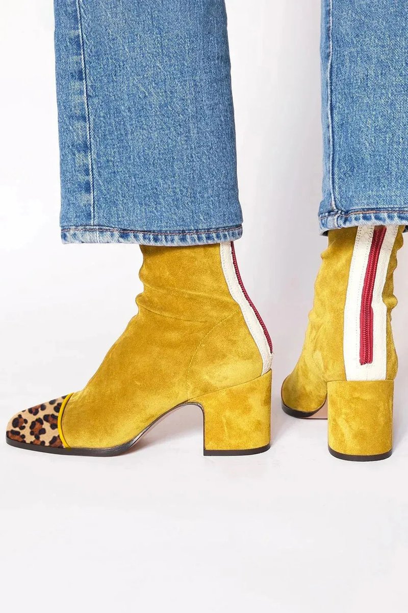 Martha | Statement Leopard-Toe Suede Block-Heel Ankle Boots