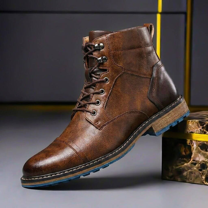 Eithan | Vintage Style Two-Tone Leather Boots