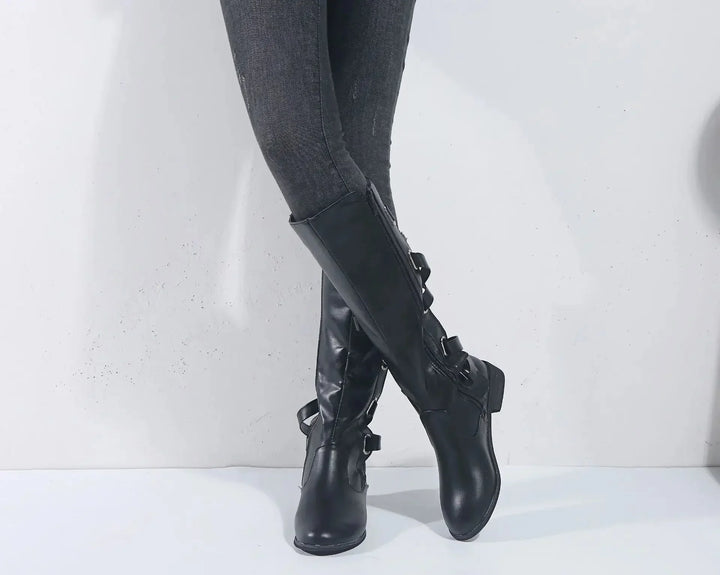 Siena | Trendy Back Buckle Equestrian Knee High Boots