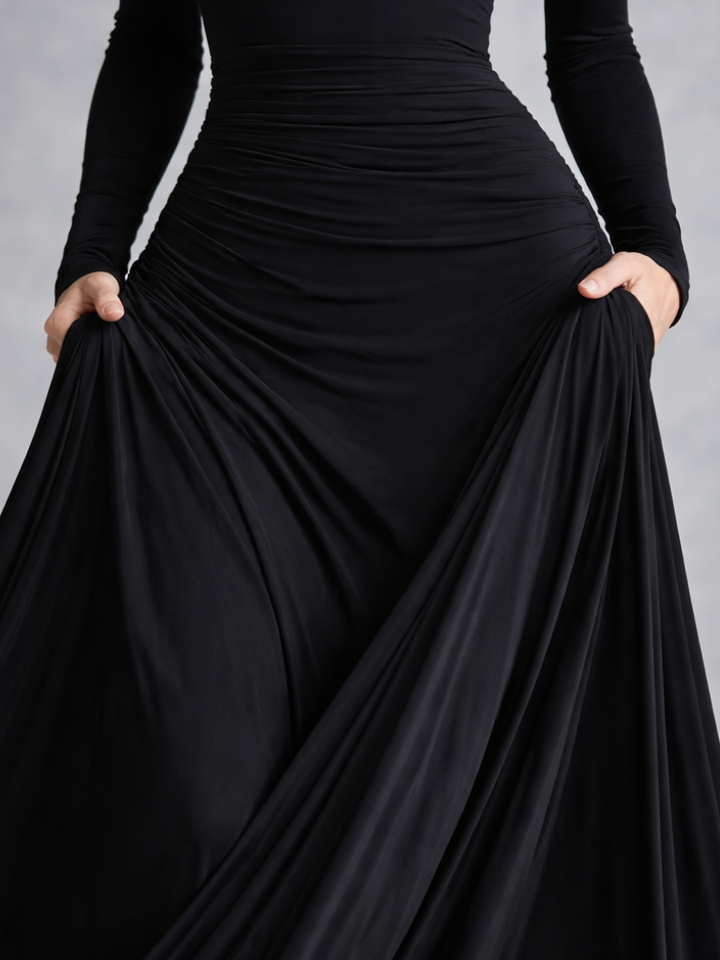 Aurora | Draped Long Sleeve Maxi Dress