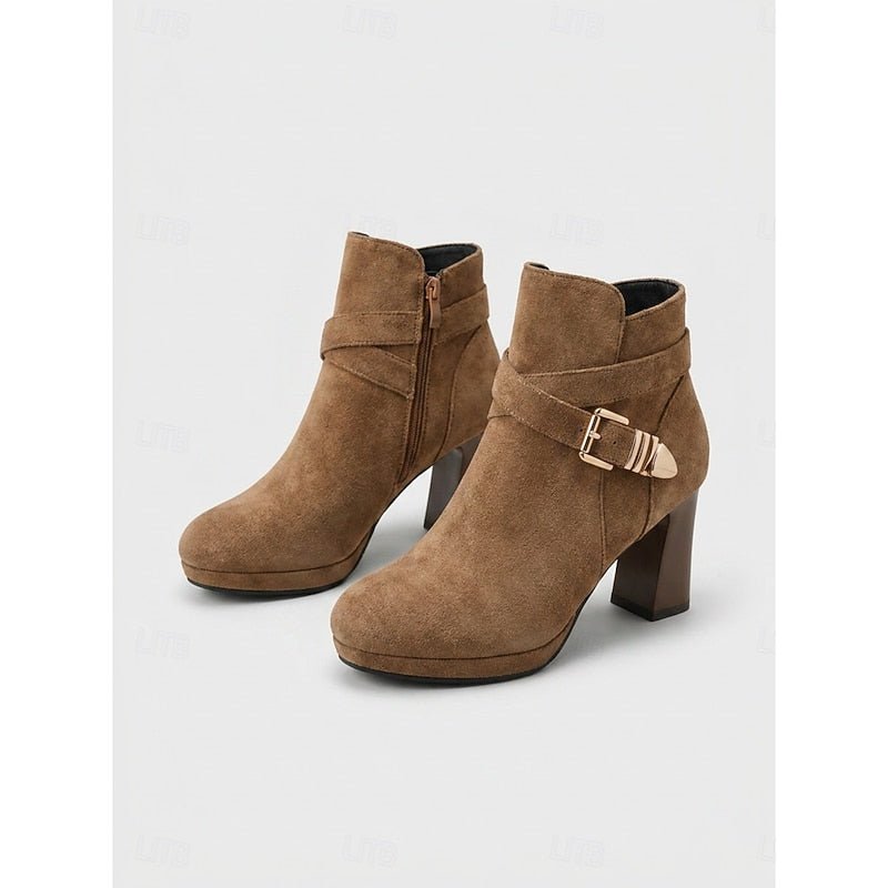Nova | Buckle-Strap Block Heel Ankle Boots