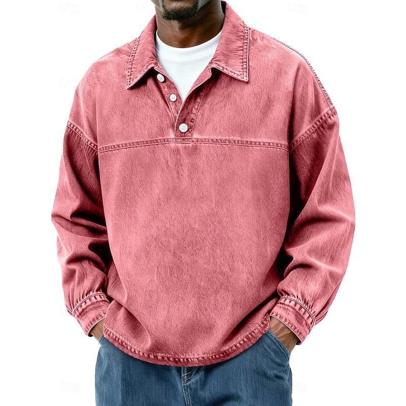 Galen | Washed Long Sleeve Polo Shirt
