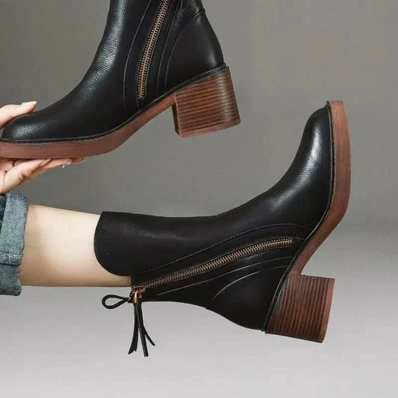Evelyn | Premium Leather Style Ankle Boots with Zipper