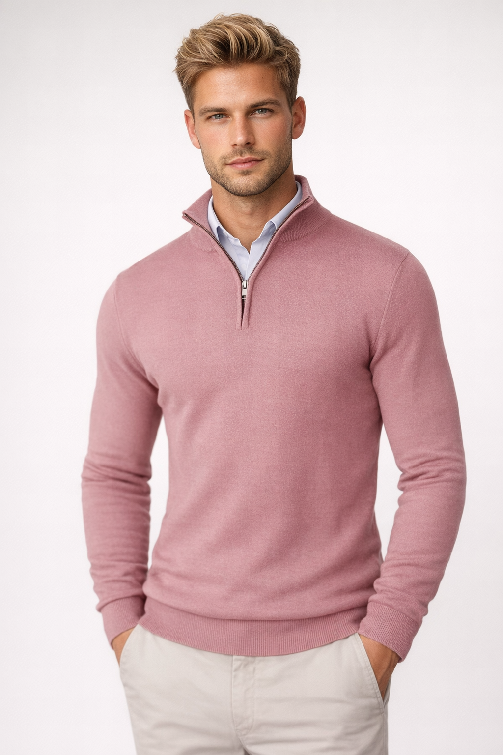 Rowan | Modern Half Zip High Neck Sweater