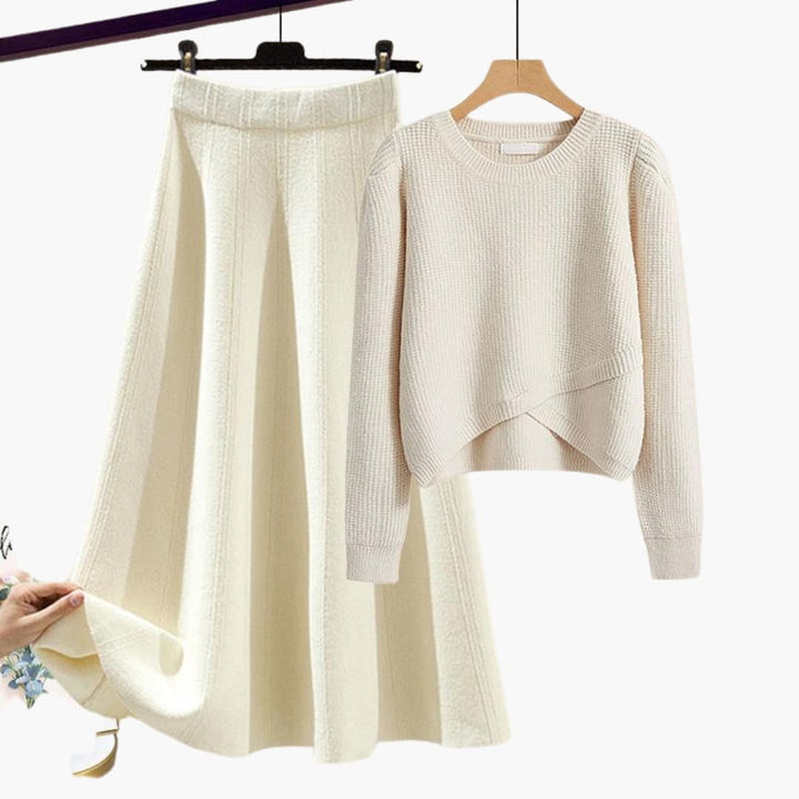 Nova | Elegant Ribbed Sweater & A-Line Skirt Set