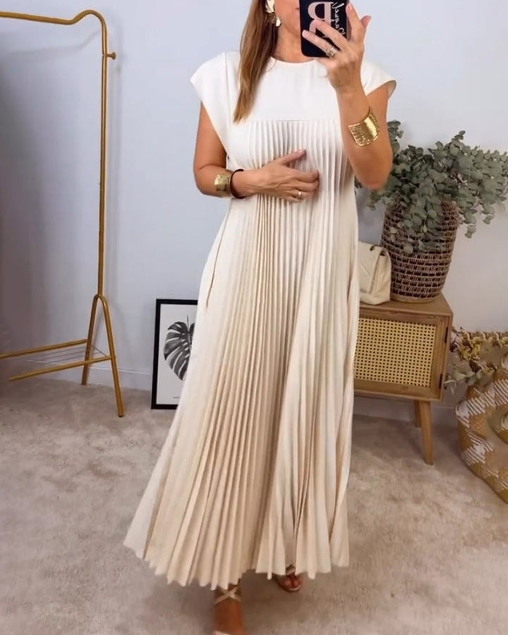 Women’s Short Sleeve Pleated Maxi Dress