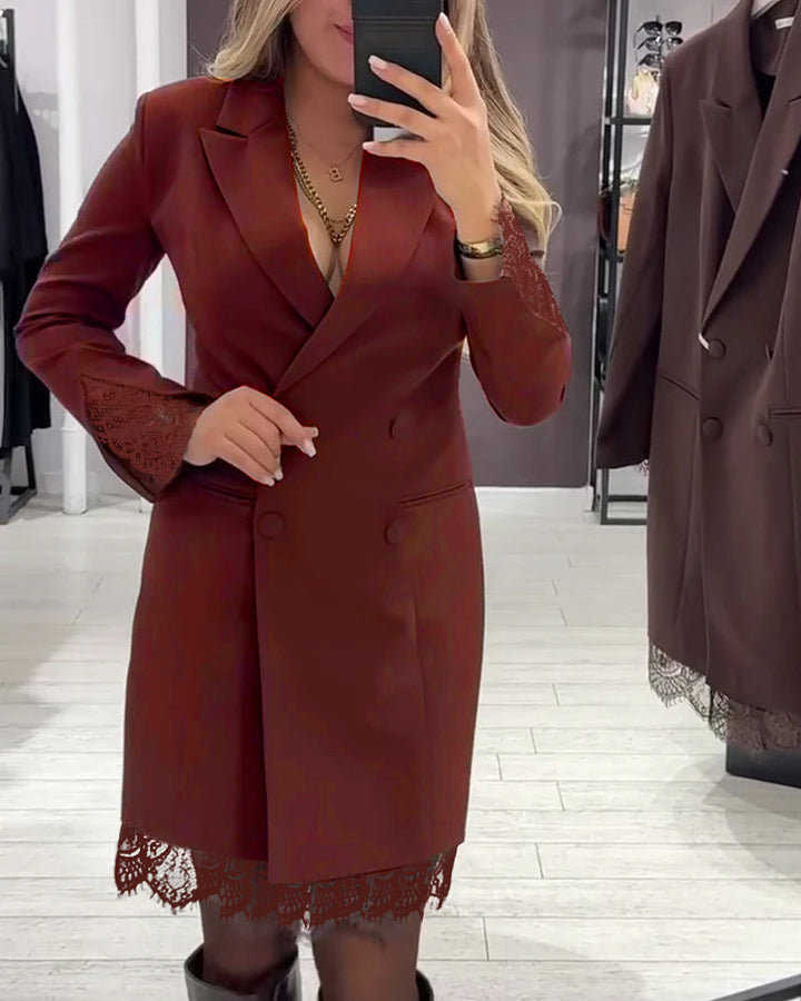 Dress With V-Neck and Inserts for Work