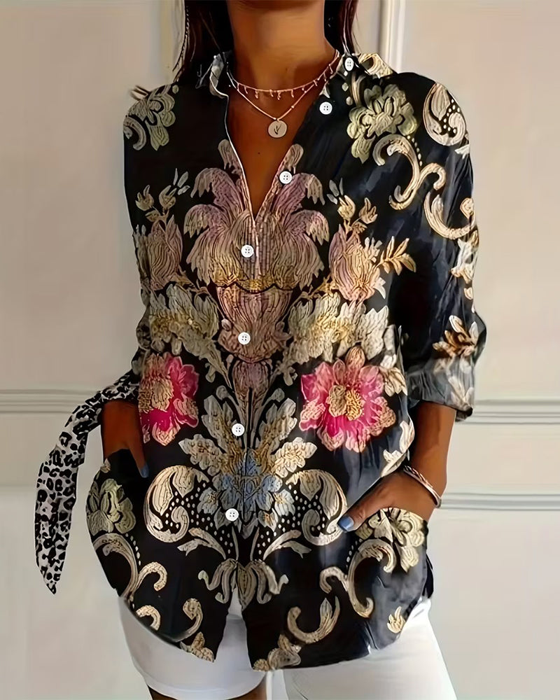 Printed Collar Shirt Button-Up