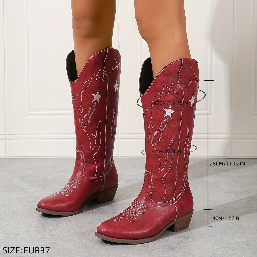 Adelina | Stylish And Comfortable Star Embroidered Cowboy Boots