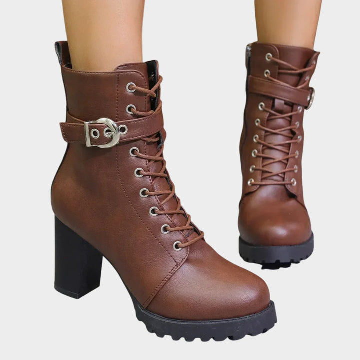 Isabelle | Women's Lace-Up Block Heel Combat Ankle Boots