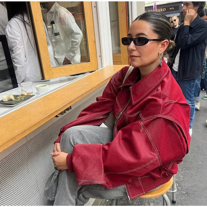 Bailey | Oversized Style Leather Bomber Jacket
