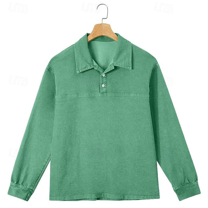 Galen | Washed Long Sleeve Polo Shirt