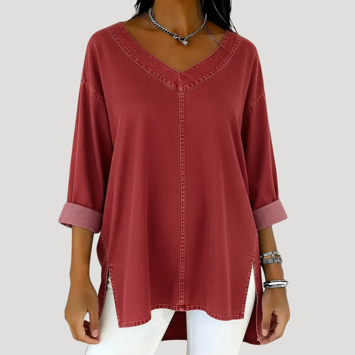 Genevieve | Women's V-Neck Relaxed Tunic Top
