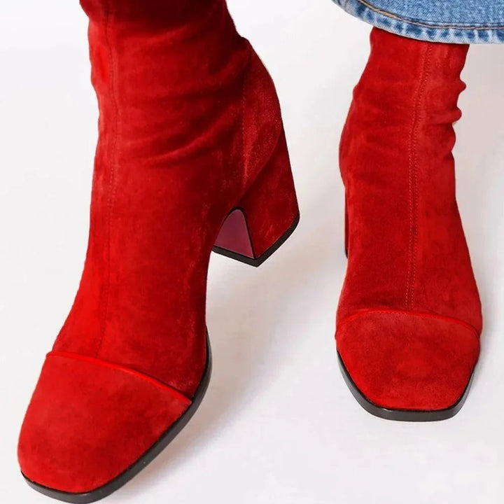 Martha | Statement Leopard-Toe Suede Block-Heel Ankle Boots