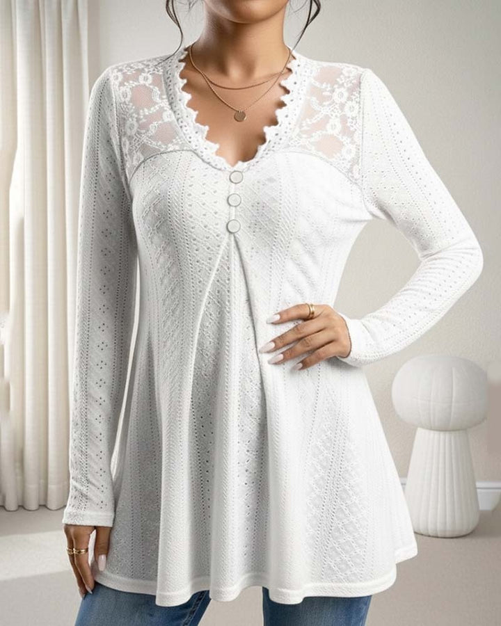 Top Blonder V-neck Button