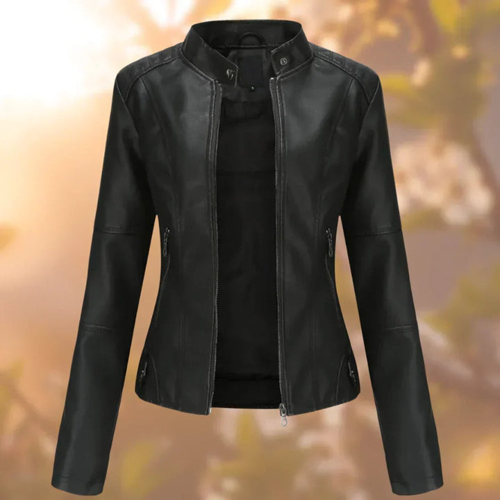 Mariana | Slim-Fit Zip-Up Faux Leather Biker Jacket for Women