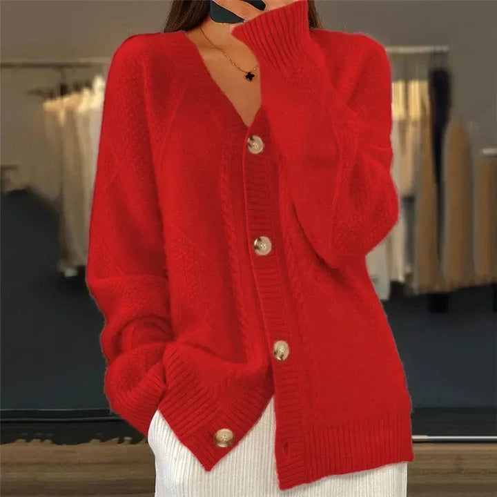 Linda | Elegant Textured Button-Front Knit Cardigan