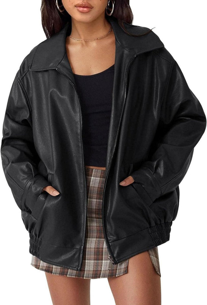 Delaney | Effortless And Cool Oversized Leather Jacket