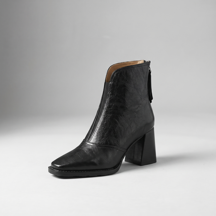 Gloria | Elegant Mid-Heel Style Leather Ankle Boots