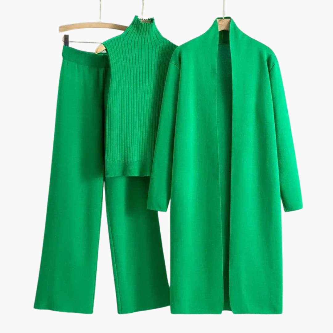 Avery | Elegant Ribbed Knit Three-Piece Set