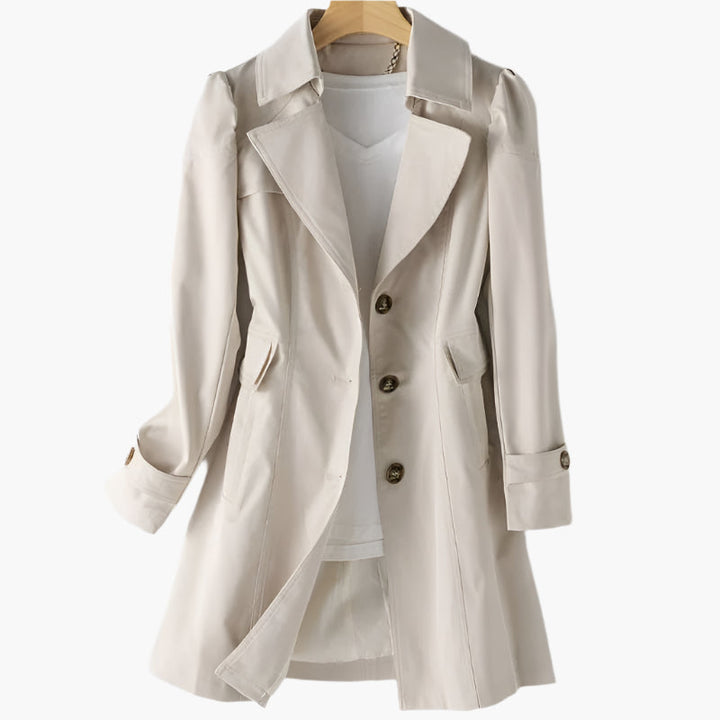 Natalie | Women's Classic Long Button-Front Trench Coat