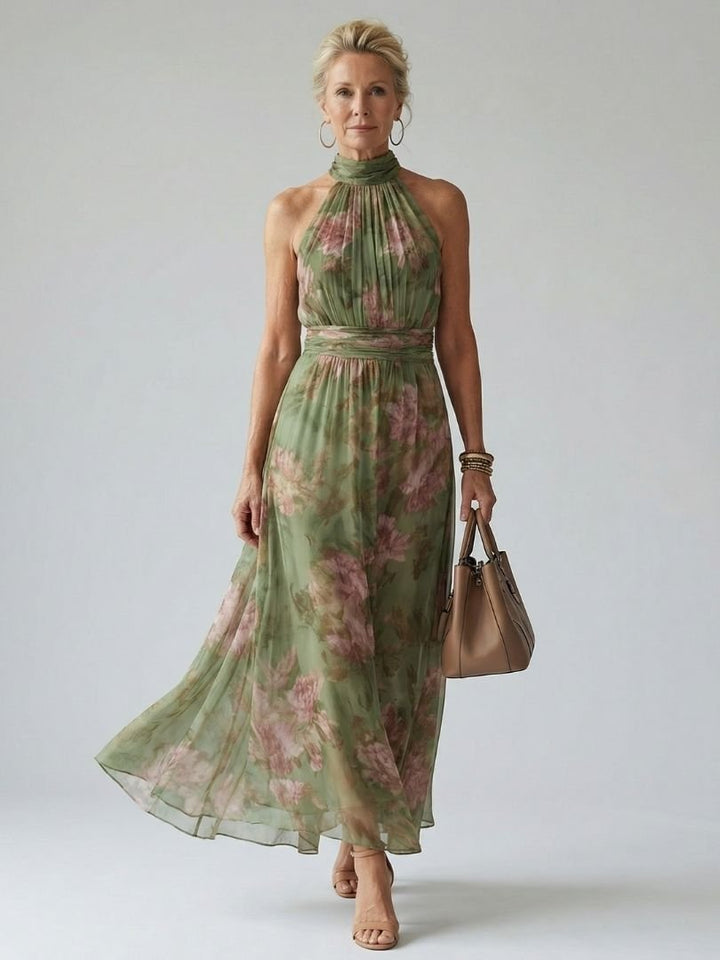 Valentina | Gathered Halter Midi Dress