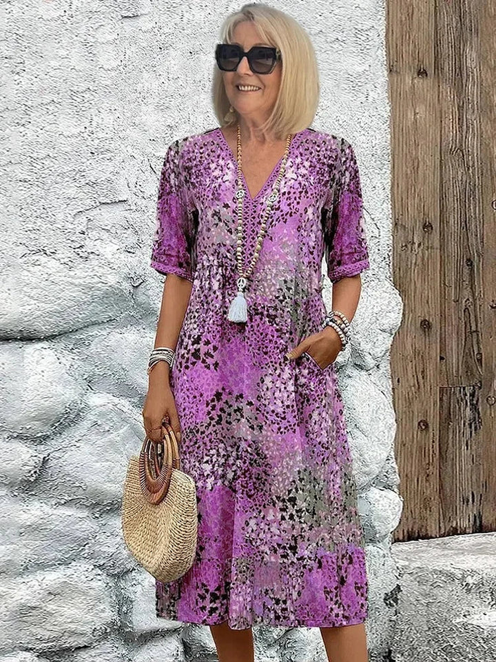 VELINA – LEOPARD LACE V-NECK SUMMER DRESS